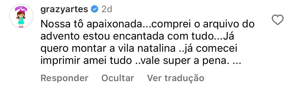 Depoimento original de cliente do Calendário do Advento